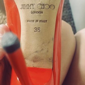 Jimmy Choo Orange Patent Leather Heel